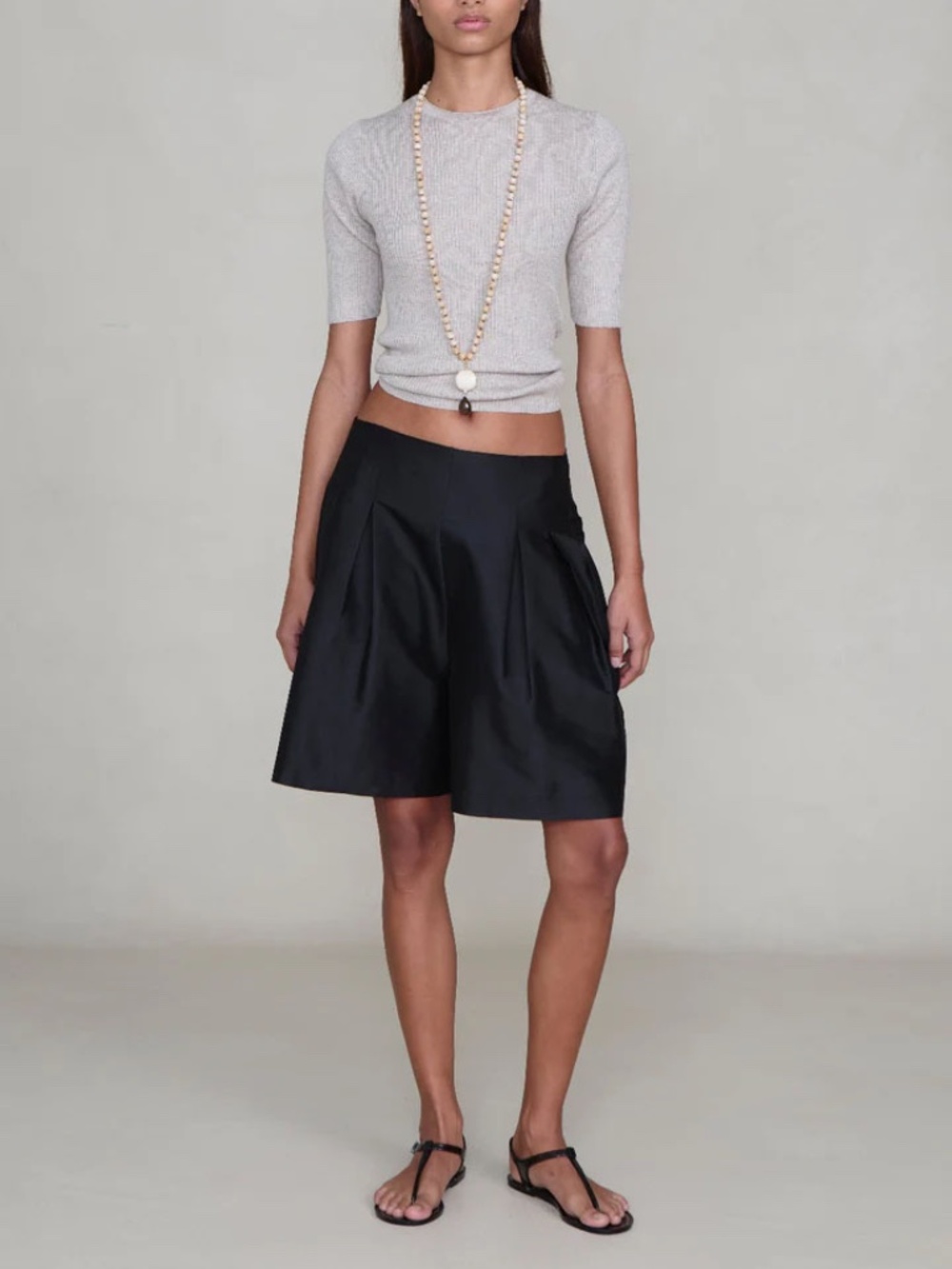 Techno Taffeta Long Shorts Black